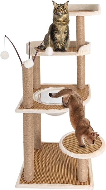 Cat Tree, Cat Climbing Tower, Modern Cat Tower for Indoor Cats, Scratching Posts, Removable, Brown