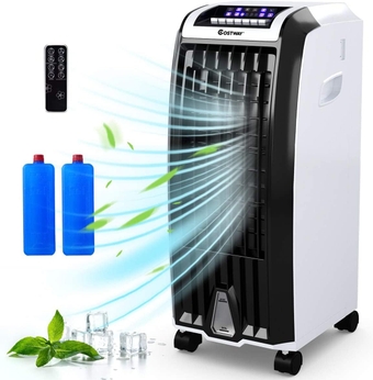 Portable Evaporative Air Cooler for Room, Bladeless Air Cooling Fan with Remote, 3 Modes, 3 Speeds, 7.5-Hour Timer, 2 Ice Boxes, Quiet Air Cooler for Bedroom Home Office Dorms