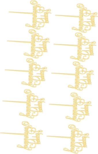 10Pcs Wedding Anniversary Party Cake Inserts ingredients fruit decor Decorative Cake Inserts fruitcake commemorate cake stick appetizer the sign dessert birthday party supplies