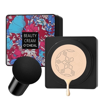 Mushroom Head Air Cushion CC Cream Foundation Water Feeling Flawless BB Cream Moisturizing Oil Control,lightweight & Smoothing Natural Face Concealer (F-02 Natural, 0.53 Oz)