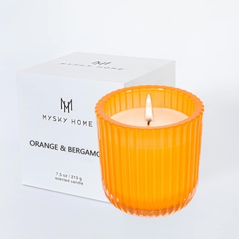 Orange and Bergamot Scented Candles Thanksgiving Day Christmas Gifts Natural Soy Candles for Home Scented Candles Gift for Women Stress Relief 50 Hours Burn Time Glass Jar Candles 7.5oz