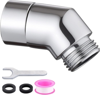 Modern Copper Showerhead Elbow Adapter, 135 Degree Chrome, G1/2" Female and Male