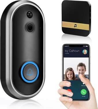 1080P HD Wireless Doorbell Camera with Ring Chime, Outdoor Camera, Cloud and Local Storage Support, 2.4G Wi-Fi - Ideal Video Doorbell Camera for Apartments