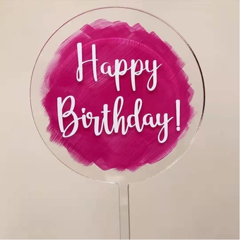 5 pcs Blank Acrylic Cake Topper Clear Circle, DIY Personalized Happy Birthday Wedding Cake toppers with Name,Round Acrylic Blanks Disc with stick for Cake Topper Decorations