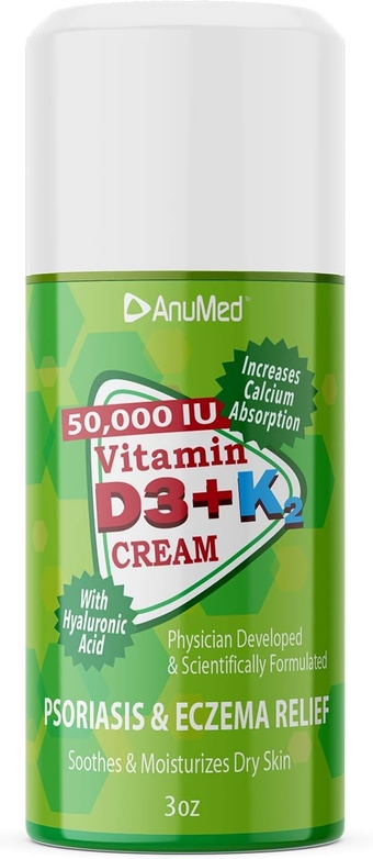 - Vitamin D3 K2 50,000 IU Cream with Magnesium, Hyaluronic Acid, Vitamin E, and Shea Butter. Promotes Stronger Bones, Muscles, Joints, Immune System, Cardiovascular (3oz) (Package May Vary)