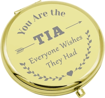 Aunt Birthday Gifts from Niece Tia Gifts Compact Makeup Mirror Auntie Gifts Best Aunt Ever Gifts Aunt Gifts Folding Makeup Mirror Mothers Day Thanksgiving Christmas Wedding Gifts for Aunt(Gold)