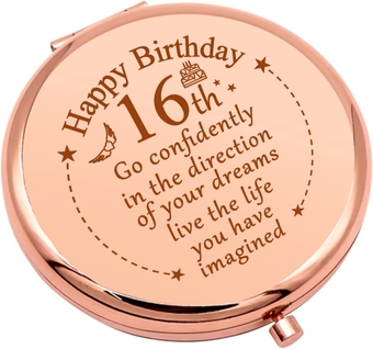 Sweet 16 Birthday Gifts for Girls Inspirational Gift for Her Compact Makeup Mirror for Friend Sister 16 Year Old Girl Gifts Happy 16th Birthday Gifts for Niece Daughter Travel Makeup Mirror