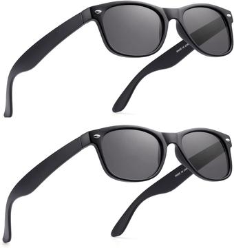 2 Pack Reader Sunglasses for Men Women Classic Rectangle Reading Glasses Outdoor Full Lenses Magnifying Eyewear UV Protection Matte Black +2.5
