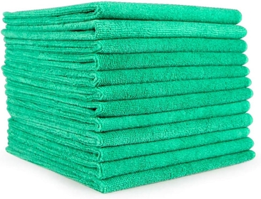 A&A  - Microfiber Cleaning Towel, Super Absorbent Green Microfiber Towels, Perfect for House, Cars, Windows, Gym and Office, Green Microfiber 16x16 Towels, Pack of 12 Pieces