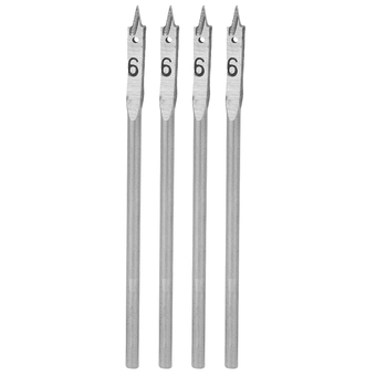 4Pcs 6mm/0.2in Opener 3-Point Flat Wood Drill Bits Woodworking Hole Opener Drilling Tools