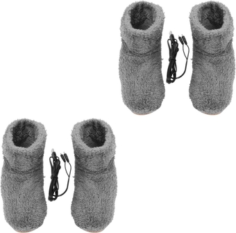 2 Pairs Electric Warm Shoes Rechargeable Hand Warmer Heated Socks Women Mens Fuzzy Slippers Fast Heating Boot Electric Heating Shoes Cold Weather Women's Health Socks Foot Fluff