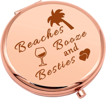 Girls Weekend Gifts Beach Lover Gift Compact Makeup Mirror for Sister Girls Friends Travel Gifts for Women Girls Getaway Gifts Bachelorette Party Gift Folding Makeup Mirror Christmas Birthday Gifts