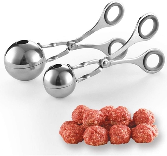 2 Pack None-Stick Meat Ballers Stainless Steel Meat Baller Tongs Cake Pop Meatball Maker Ice Tongs Cookie Dough Scoop for Kitchen, Ball Size 1.38"&1.78"