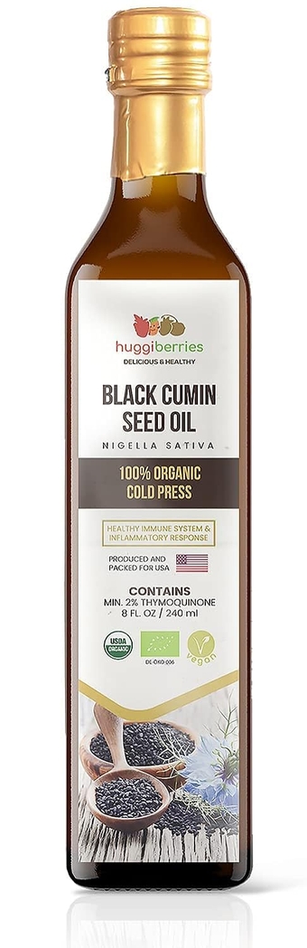 Organic Black Seed Oil Liquid - Glas bottle- Gluten-Free Oil for Salads, Dips, Dressings, Veggies - Cold Pressed Turkish Cumin, Rich in Thymoquinone Immunity Supplement - 8 fl.oz./250ml