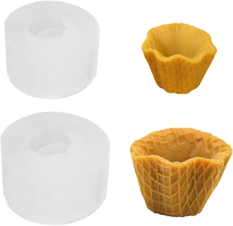 2 Pieces Simulation Ice Cream Cone Soap Molds, Artificial Ice Cream Taper Fondant Mould, French Egg Tart Shell Shaped Chocolate Mould, for Wedding Cake DIY Party Birthday Decorations, 2 Size