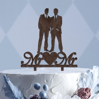Groom And Groom Cake Toppers LGBT Marriage Union LGBT Wedding Cake Topper Custom Rustic Acrylic Mr And Mr Gay Cake Decor For Vow Renewal Wedding Anniversary
