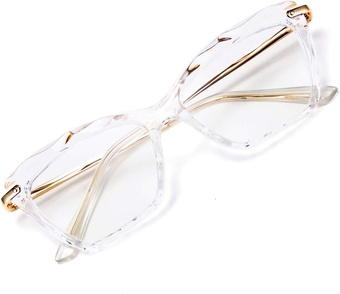 Crystal Cat Eye Reading Glasses Blue Light Blocking Reader Anti Eyestrain Glasses B2596 Clear 1.00x