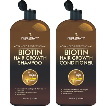 , Biotin Hair Growth Shampoo Conditioner Anti Hair Loss Thickening formula Collagen & Stem Cell For Hair Regrowth Anti Thinning Sulfate Free For Men Women Anti Dandruff Treatment 16 oz x2