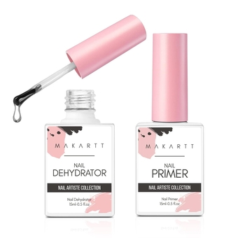 Nail Dehydrator and Primer Set, Acid Free Air Dry Professional Long-lasting Nail Prep Primer for Acrylic Nails Powder UV Gel Polish(15ML/0.5 oz)