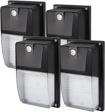 18W LED Wall Pack Light with Dusk-to-Dawn Photocell, 2160LM 5000K Daylight Wall Mount Outdoor Lighting Fixture IP65 Waterproof, 100-277V ETL Listed, 4 Pack