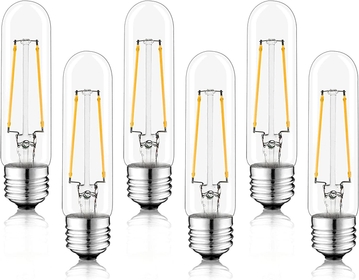 5 Inch T10 Tubular LED Light Bulbs,4000K Neutral White Vintage E26 Edison Bulbs Dimmable,4W Equal 40 watt,400LM,Antique Glass Filament Bulbs for Vanitylight,Wall Sconces(6 Pack)