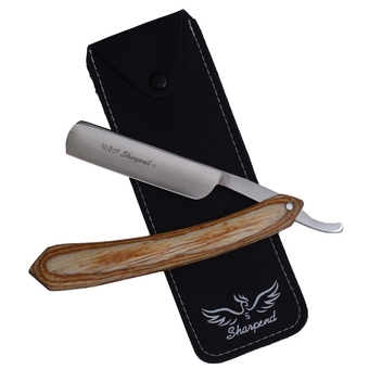Professional Barber Sharp Straight Edge Knife Men’s Cut Throat Shaving Razor Vintage Wood Handle Salon Classic Handle – Shave Ready with Pouch By