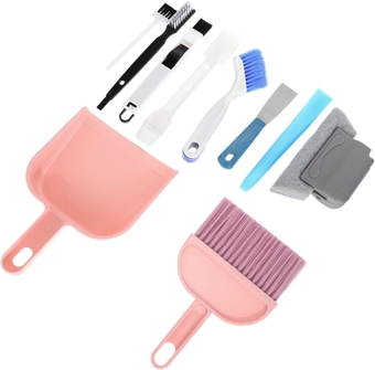 1 Set 10pcs Window Slot Cleaning Tool Tile Scrubber Window Sliding Brush Door Track Cleaning Tool Duster Pan for Cleaning Window Groove Gap Brush Kitchen Dustpan Keyboard Plastic