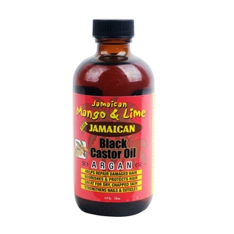 Jamaican Mango & Lime Black Castor Oil Argan 118ml - Helps repair damaged hair. 100% pure organic oil. Great for hair and skin. With Vitamin E.