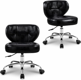 Pedicure Stools for Nail Tech Set of 2, Hydraulic Salon Spa Stool Back Support Short Height Adjustable Swivel Chair, Perfect for Massage/Tattoo/Esthetician/Shop/Medical, Black