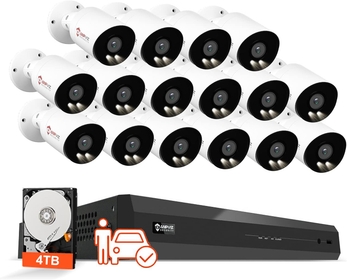 16CH 4K PoE Security Camera System for Business, Human Vehicle Detection, 16pcs 8MP IP Cameras with Audio, 110° FOV, 16 Channel 4K NVR with 4TB HDD for Commercial, NDAA Compliant (U Series)