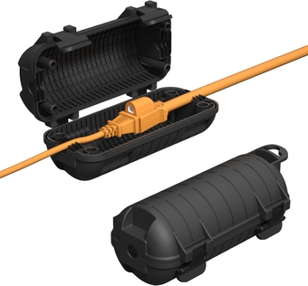 2 Pack Extension Cord Cover Outdoor, Cord Connector Protector IP54 Water-Resistant with 4 Detachable Latch, Indoor Outdoor Electrical Safety Box for Garden, Power Tool, Holiday Decoration Light, Black