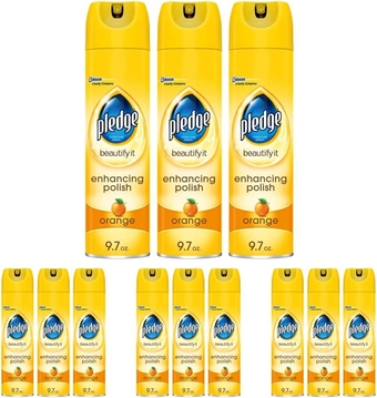 Multi-Surface Furniture Polish Spray, Works on Wood, Granite, and Leather, Shines and Protects, Orange, 9.7 oz (Pack of 12)