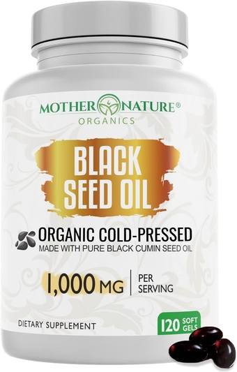 Black Seed Oil Capsules - 120 Count (Organic, Non-GMO Liquid) Premium Cold Pressed Black Cumin Seed Oil - 500mg Each, 1000mg Per Serving w/Omega 3,6, 9