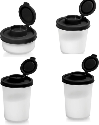 4 Pcs Salt and Pepper Shakers Set Mini Plastic Pepper Shaker with Lid Damp Proof Popcorn Containers Clear Spice Jars Salt Shaker for Travel Camping Picnic Lunch Dining Kitchen,Farmhouse Kitchen