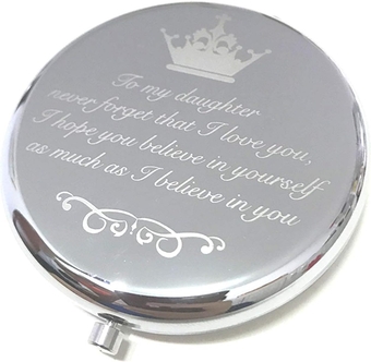 To My Daughter Gifts from Mom Dad, I Love You Travel Pocket Makeup Mirror for Graduation Birthday Christmas Presents