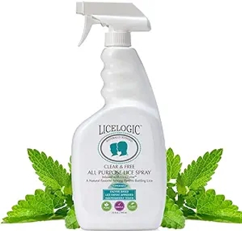 Clear & Free All-Purpose Home Lice Treatment Spray, 32 oz, Peppermint - for Furniture, Belongings, Bedding, Effective Against Super Lice, Eggs, & Nits, with Naturally Derived Licezyme