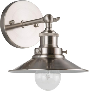 Andante Brushed Nickel Wall Sconce Wall Lighting Fixture Farmhouse Industrial Bathroom Vanity Light Metal Wall Sconce Light Over Mirror and Over The Sink Kitchen Light, Bulb Included