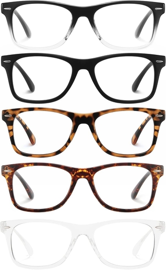 5-Pack Reading Glasses for Women Mens Blue Light Blocking,Computer Readers Spring Hinge Anti Glare Filter Eyeglasses