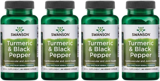 Turmeric & Black Pepper - Organic Joint Health, Heart Health, Digestion, & Liver Support Supplement - Natural Formula for Enhanced Bioavailability & Absorption - (60 Veggie Capsules) 4 Pack