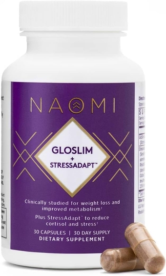 Gloslim + StressAdapt Capsules 300mg with Sensoril Ashwagandha, Holy Basil & Rhodiola Rosea - Stress Relief Formula, Healthy Weight Management, Natural Mood Support, 30 Veggie Capsules