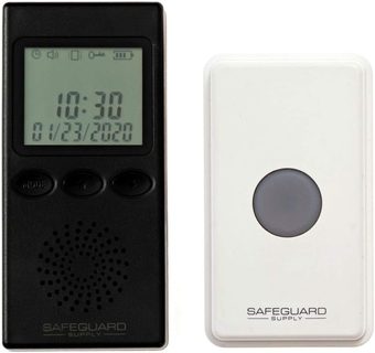 Portable Doorbell by  , Pocket Sized Battery Operated Doorbell Wireless Kit, 3/4 Mile Range Door Chime For Business When Entering & Wireless Doorbells for Home, Audio & Vibrate Alerts