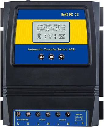 Dual Power Controller 50A 5500 Watt Automatic Transfer Switch for Off Grid Solar Wind System ATS DC 12V 24V 48V AC 110V 220V.