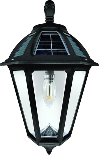 Polaris Solar Wall Sconce Light, Outdoor Warm White LED Exterior Lamp, Black UV Protected Resin for Coastal Properties, for Walkways, Pathway, Columns, Sheds, Piers (179010)
