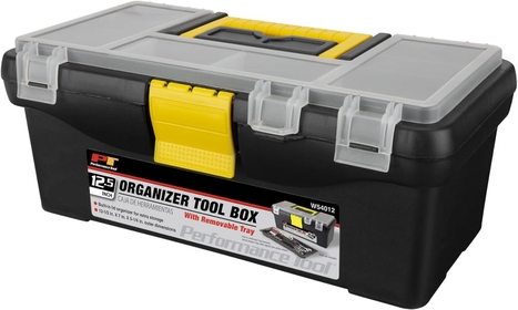 W54012 Heavy Duty Plastic Organizer  Box for Workshops and Garages, Black, 12.5-Inch