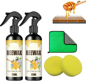 Beeswax Spray, Natural Micro-Molecularized Beeswax Spray, Beeswax Spray Furniture Polish, Beeswax for Wood, Beeswax Spray Cleaner & Restorer Bundle, For Furniture, Floor, Tables (2pcs)