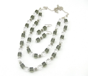 Clear and green lucite jewelry set