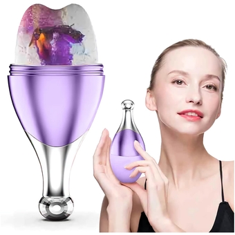 Ice Face Roller, Ice Roller for Face and Eye, Reusable Beauty Ice Facial Roller for Face Skin Care Silicone Ice Stick Face Ice Mold Icing Tool,,Ice Roller Cube and spray 2 In 1,Purple