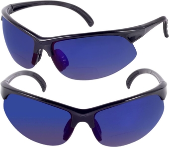 2 Pair of Bifocal Sport Wrap Reading Sunglasses, Outdoor Sun Readers for Men and Women (Open Road Blue, 2.5, multiplier_x)