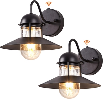 Dusk to Dawn Outdoor Lighting Wall Sconce,Porch Lights Outdoor Wall 2 Pack,Includes LED Bulb ,Outdoor Light Fixture with Seeded Glass,Gooseneck Outdoor Barn Light,Outside Light Fixtures for House