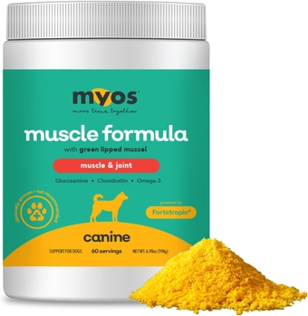MYOS Muscle & Joint – All Natural Canine Muscle Joint Health Supplement with Fortetropin & Green Lipped Mussel – Helps Reduce Muscle Loss, Boost Joint Mobility & Improve Recovery
